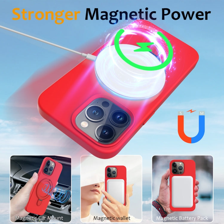 For iPhone 15 Pro Liquid Silicone MagSafe Magnetic Phone Case with Ring Holder(Red) - HoMEdemic™ 