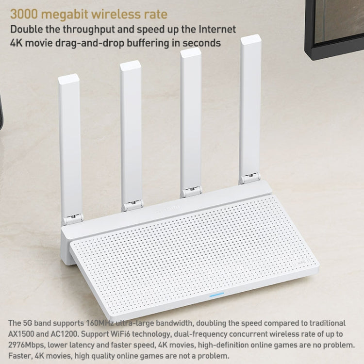 Original Xiaomi AX3000T 2.4GHz/5GHz Dual-band 1.3GHz CPU Router Supports NFC Connection, US Plug(White) - HoMEdemic™ 
