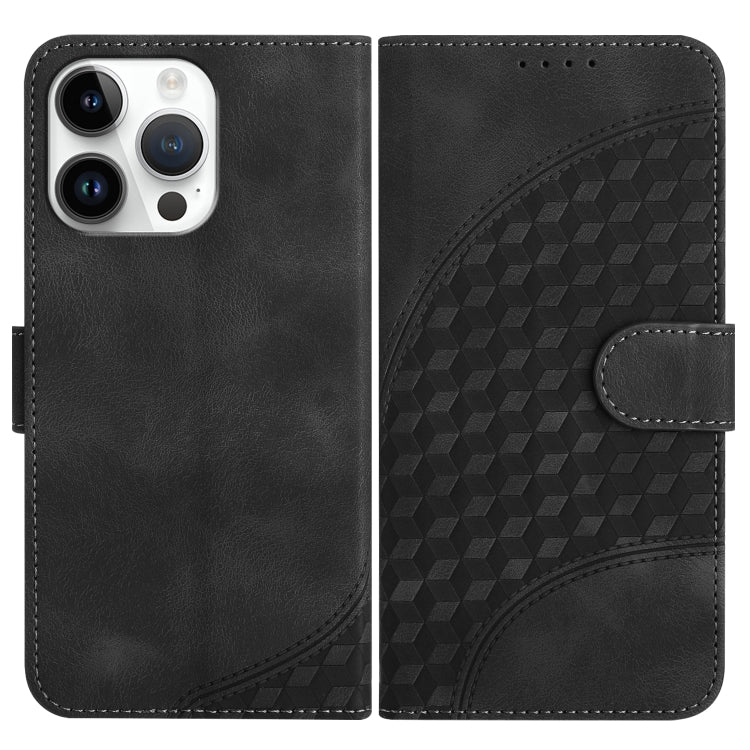 For iPhone 15 Pro Max YX0060 Elephant Head Embossed Phone Leather Case with Lanyard(Black) - HoMEdemic™ 