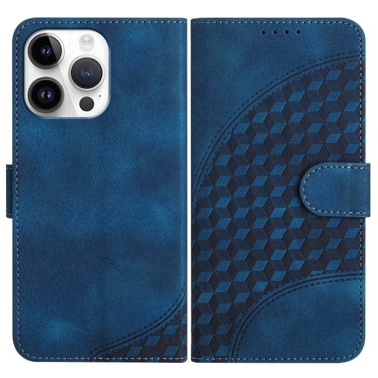 For iPhone 15 Pro Max YX0060 Elephant Head Embossed Phone Leather Case with Lanyard(Royal Blue) - HoMEdemic™ 