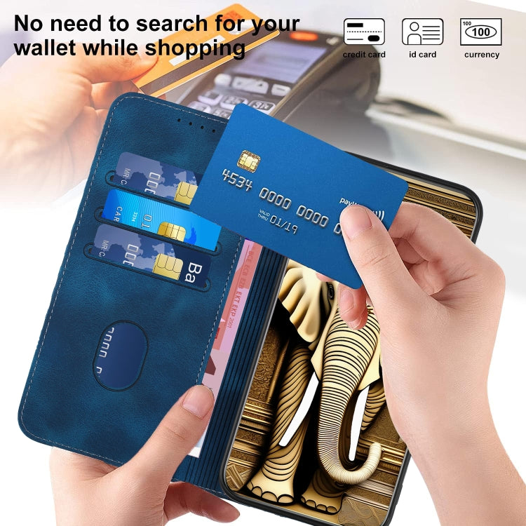For iPhone 15 Pro Max YX0060 Elephant Head Embossed Phone Leather Case with Lanyard(Royal Blue) - HoMEdemic™ 