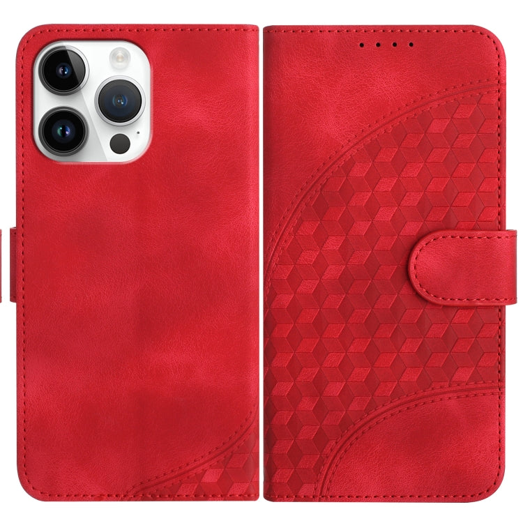 For iPhone 15 Pro Max YX0060 Elephant Head Embossed Phone Leather Case with Lanyard(Red) - HoMEdemic™ 