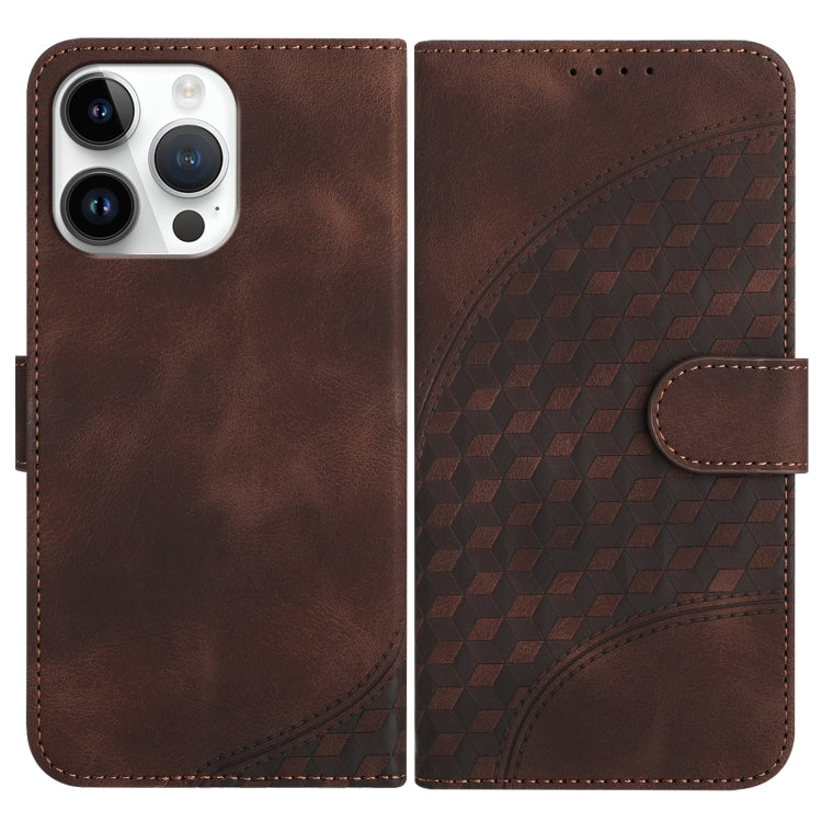 For iPhone 15 Pro Max YX0060 Elephant Head Embossed Phone Leather Case with Lanyard(Coffee) - HoMEdemic™ 