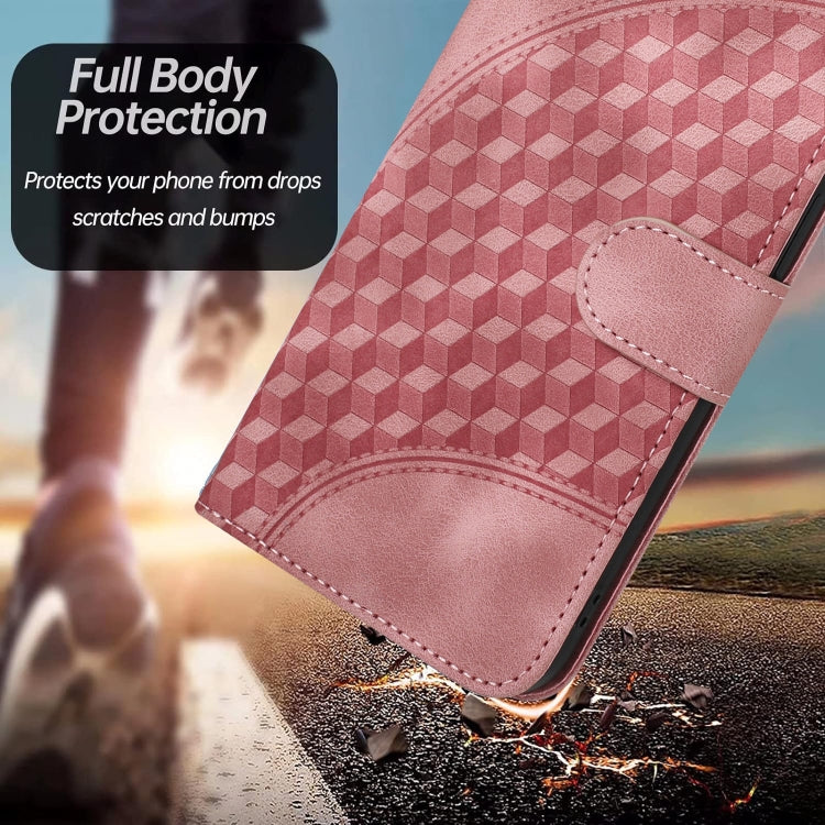 For iPhone 15 Pro YX0060 Elephant Head Embossed Phone Leather Case with Lanyard(Pink) - HoMEdemic™ 