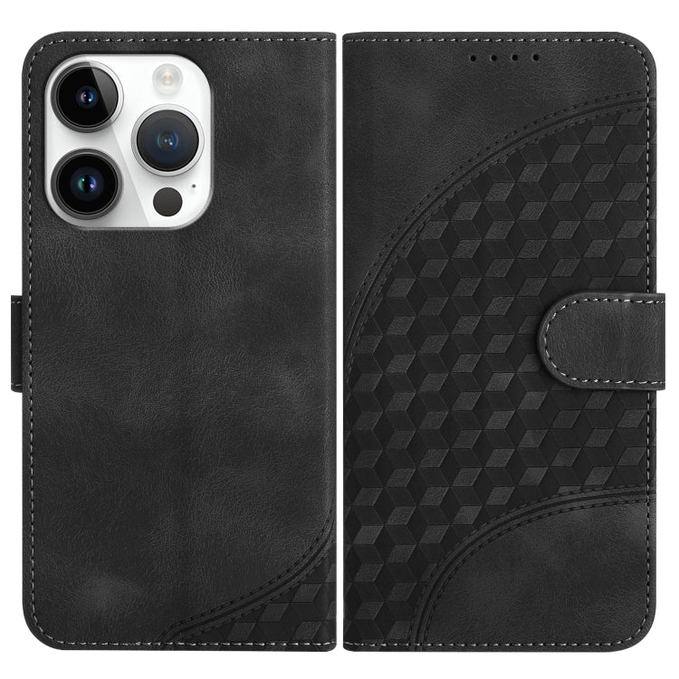 For iPhone 15 Pro YX0060 Elephant Head Embossed Phone Leather Case with Lanyard(Black) - HoMEdemic™ 