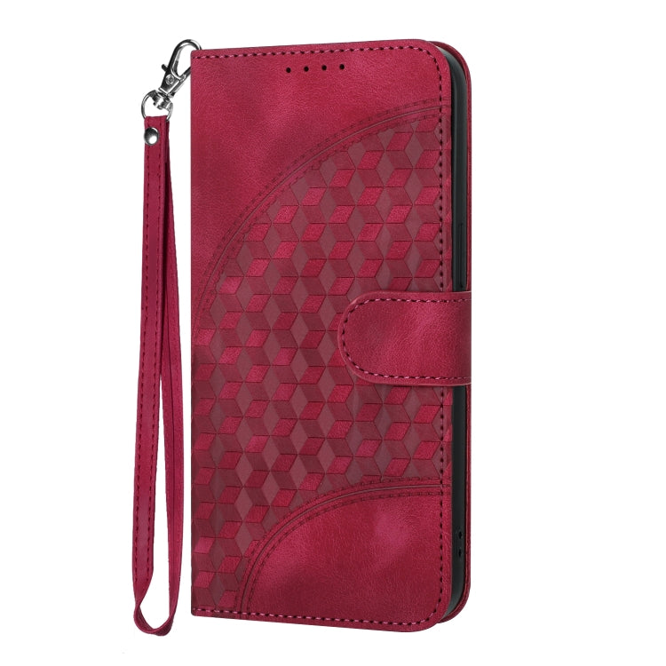 For iPhone 15 Pro YX0060 Elephant Head Embossed Phone Leather Case with Lanyard(Rose Red) - HoMEdemic™ 