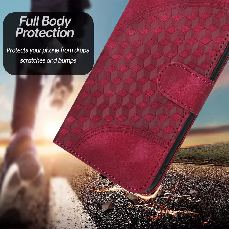 For iPhone 15 Pro YX0060 Elephant Head Embossed Phone Leather Case with Lanyard(Rose Red) - HoMEdemic™ 