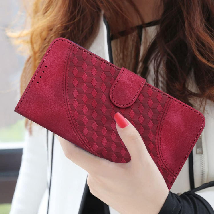 For iPhone 15 Pro YX0060 Elephant Head Embossed Phone Leather Case with Lanyard(Rose Red) - HoMEdemic™ 