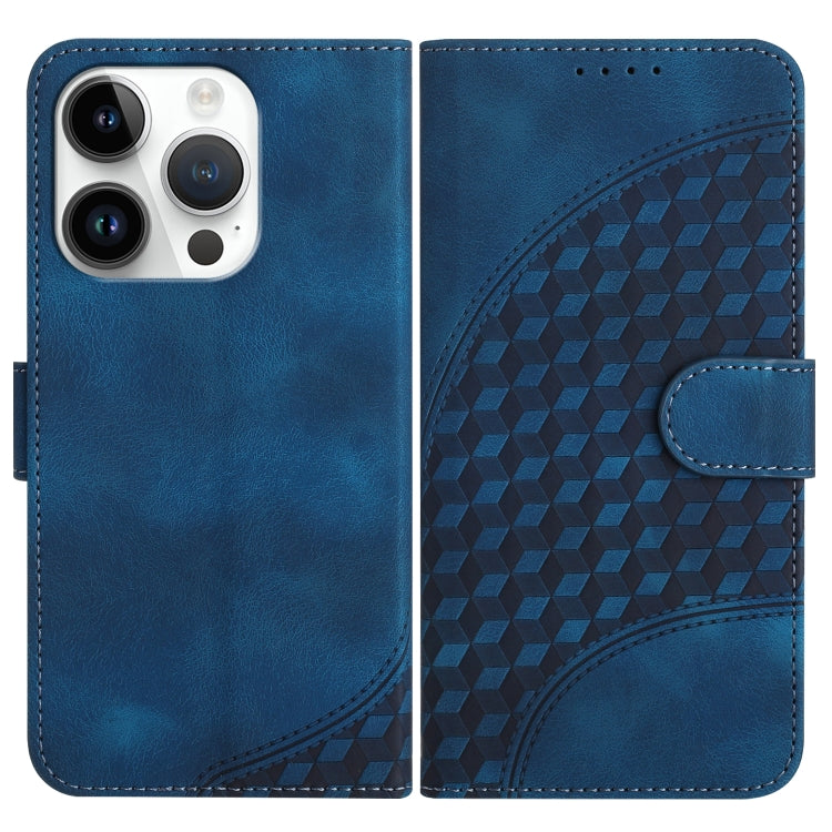 For iPhone 15 Pro YX0060 Elephant Head Embossed Phone Leather Case with Lanyard(Royal Blue) - HoMEdemic™ 