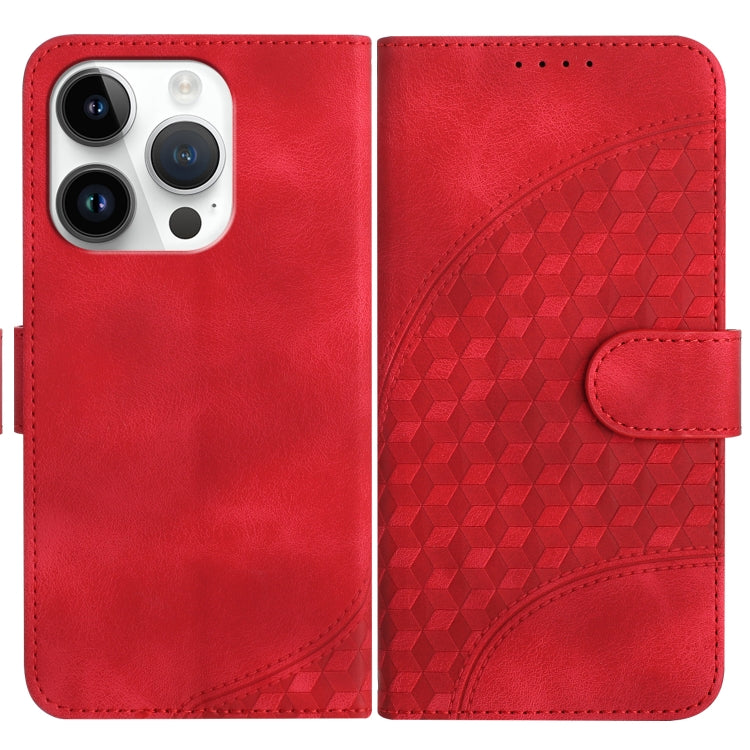For iPhone 15 Pro YX0060 Elephant Head Embossed Phone Leather Case with Lanyard(Red) - HoMEdemic™ 
