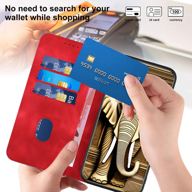 For iPhone 15 Pro YX0060 Elephant Head Embossed Phone Leather Case with Lanyard(Red) - HoMEdemic™ 