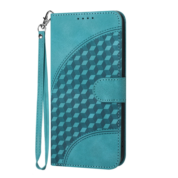 For iPhone 15 Pro YX0060 Elephant Head Embossed Phone Leather Case with Lanyard(Light Blue) - HoMEdemic™ 