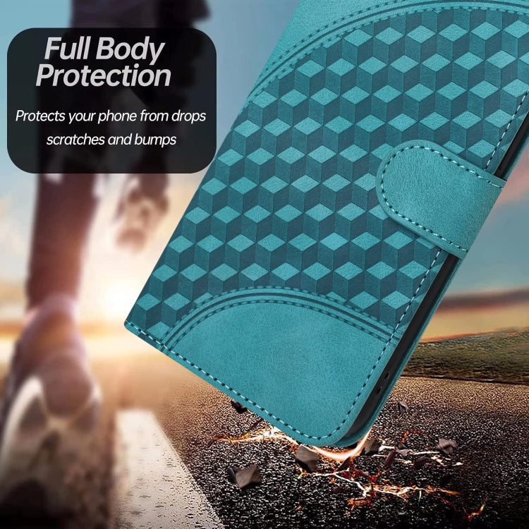 For iPhone 15 Pro YX0060 Elephant Head Embossed Phone Leather Case with Lanyard(Light Blue) - HoMEdemic™ 