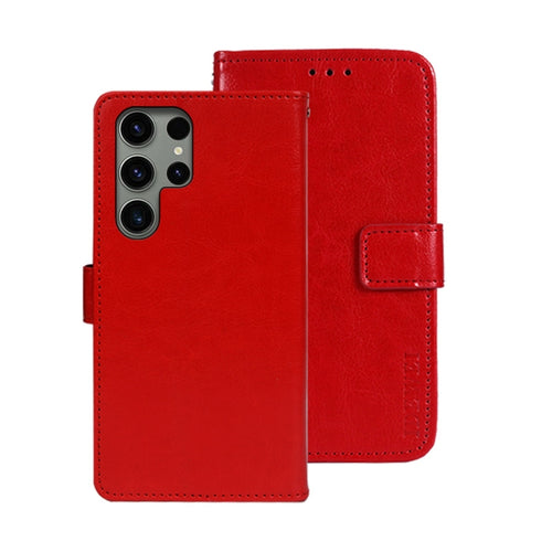 For Samsung Galaxy S24 Ultra 5G idewei Crazy Horse Texture Leather Phone Case(Red) - HoMEdemic™ 