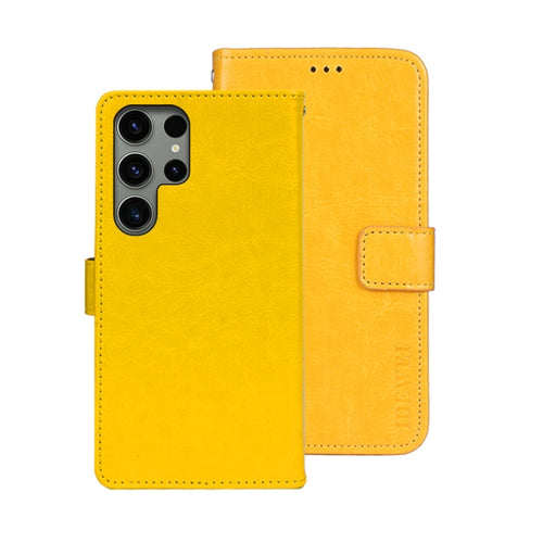 For Samsung Galaxy S24 Ultra 5G idewei Crazy Horse Texture Leather Phone Case(Yellow) - HoMEdemic™ 