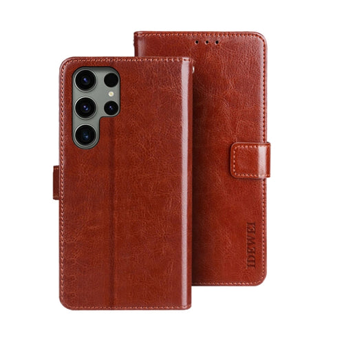 For Samsung Galaxy S24 Ultra 5G idewei Crazy Horse Texture Leather Phone Case(Brown) - HoMEdemic™ 