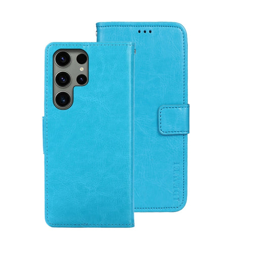 For Samsung Galaxy S24 Ultra 5G idewei Crazy Horse Texture Leather Phone Case(Sky Blue) - HoMEdemic™ 