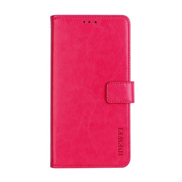 For iPhone 15 Plus idewei Crazy Horse Texture Leather Phone Case with Holder(Rose Red) - HoMEdemic™ 