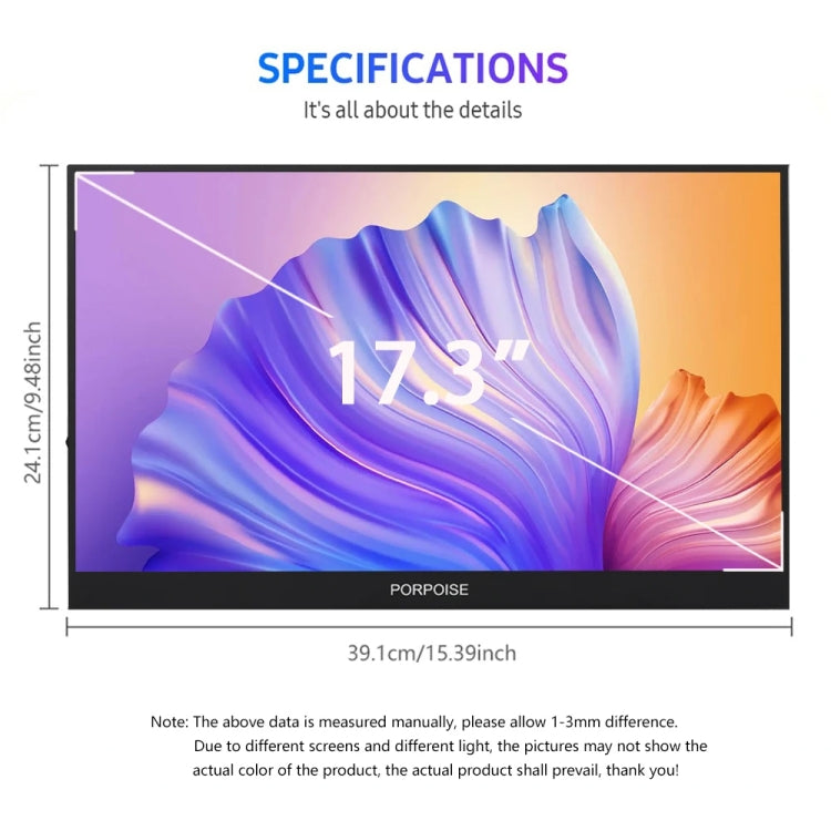 17.3 inch UHD 2560x1440P IPS Screen Portable Monitor(No Charger) - HoMEdemic™ 