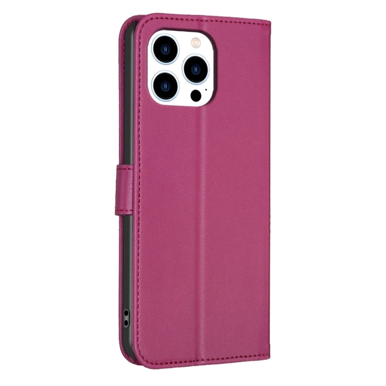For iPhone 15 Pro Max Four-leaf Embossed Leather Phone Case(Rose Red) - HoMEdemic™ 