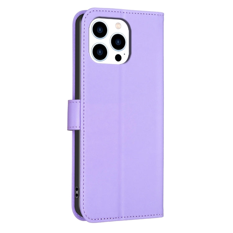 For iPhone 15 Pro Max Four-leaf Embossed Leather Phone Case(Purple) - HoMEdemic™ 