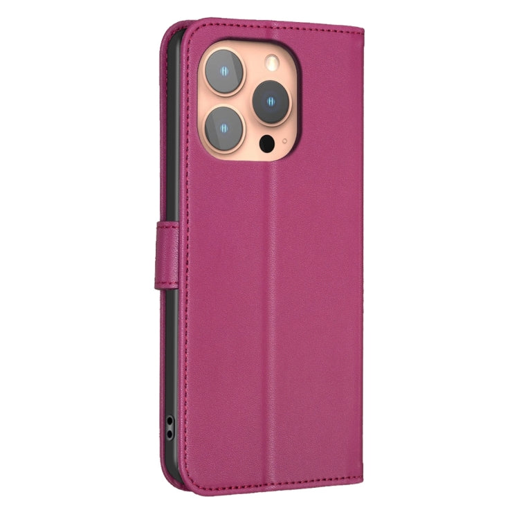 For iPhone 15 Pro Four-leaf Embossed Leather Phone Case(Rose Red) - HoMEdemic™ 
