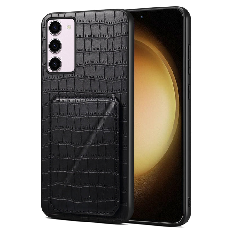For Samsung Galaxy S23+ 5G Denior Imitation Crocodile Leather Back Phone Case with Holder(Black) - HoMEdemic™ 