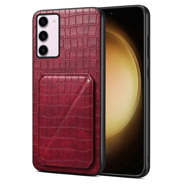 For Samsung Galaxy S23+ 5G Denior Imitation Crocodile Leather Back Phone Case with Holder(Rose Red) - HoMEdemic™ 
