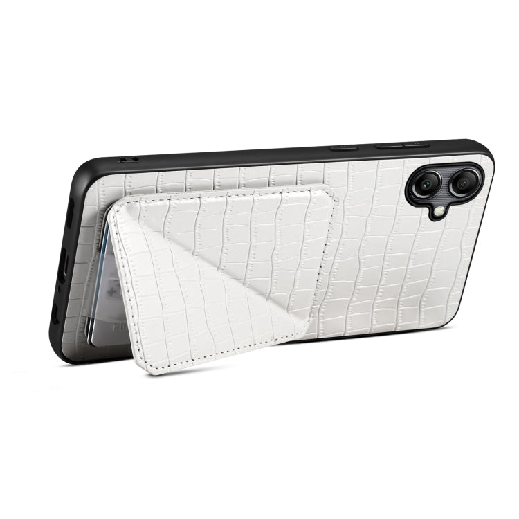For Samsung Galaxy S23+ 5G Denior Imitation Crocodile Leather Back Phone Case with Holder(White) - HoMEdemic™ 
