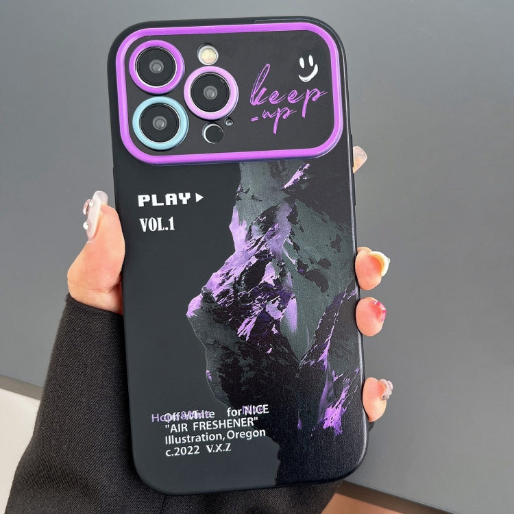 For iPhone 15 Pro Scenery Pattern Large Window TPU Phone Case(Purple Snow Mountain) - HoMEdemic™ 