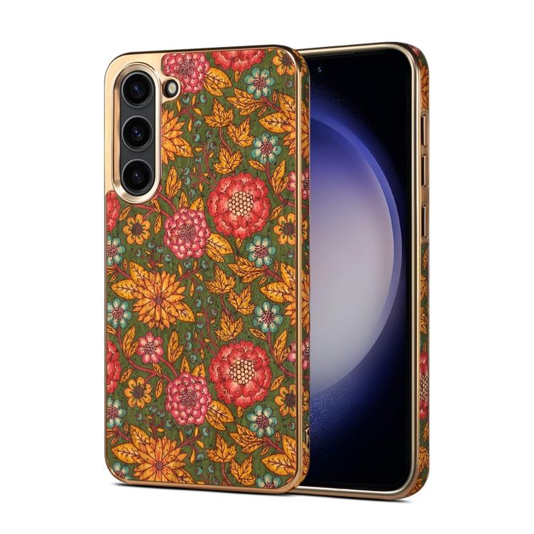 For Samsung Galaxy S23+ 5G Denior Flower Language Series Electroplated Phone Case(Green) - HoMEdemic™ 