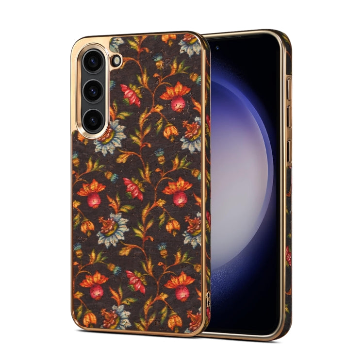 For Samsung Galaxy S23+ 5G Denior Flower Language Series Electroplated Phone Case(Black) - HoMEdemic™ 