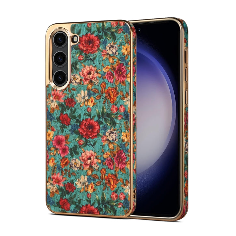 For Samsung Galaxy S23+ 5G Denior Flower Language Series Electroplated Phone Case(Blue) - HoMEdemic™ 