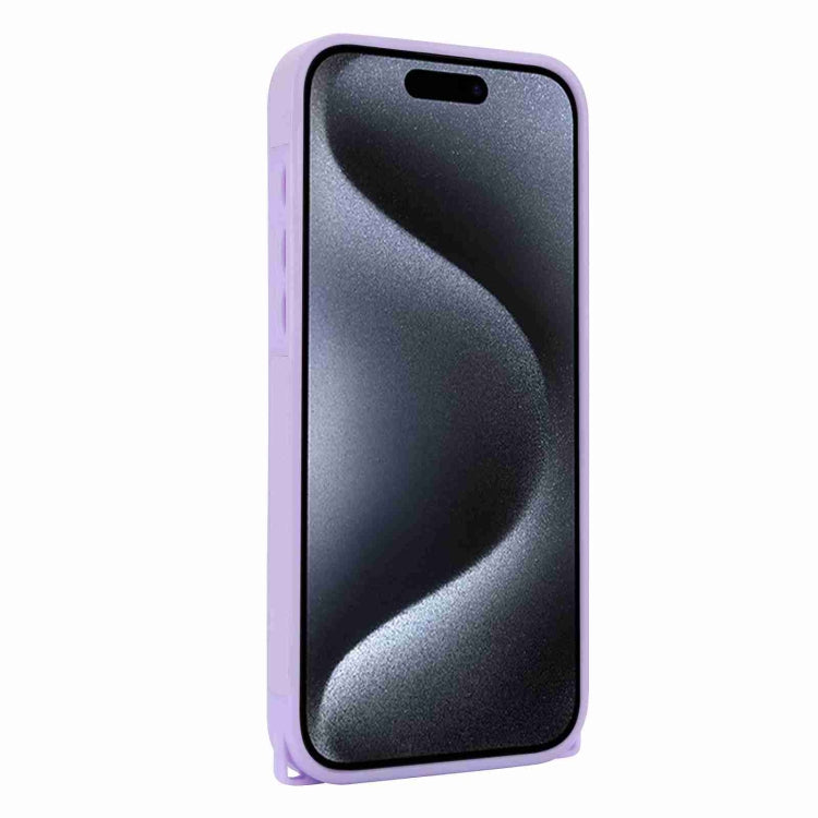 For iPhone 15 Pro Max Rhombic Texture Phone Case with Dual Lanyard(Purple) - HoMEdemic™ 