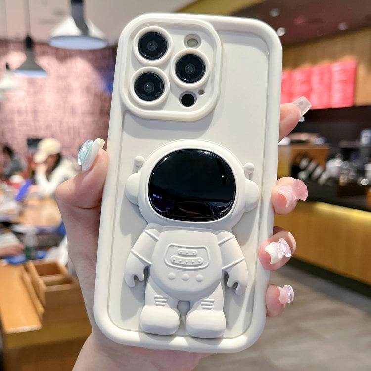 For iPhone 15 Pro Astronaut 3D Relief Holder TPU + PC Full Coverage Phone Case(White) - HoMEdemic™ 