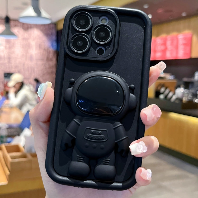 For iPhone 15 Pro Astronaut 3D Relief Holder TPU + PC Full Coverage Phone Case(Black) - HoMEdemic™ 