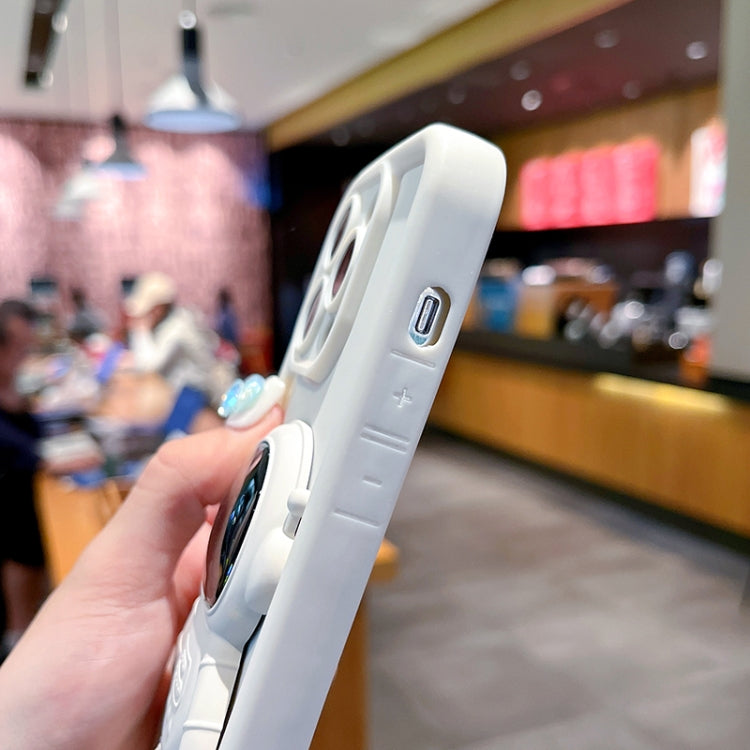 For iPhone 15 Pro Astronaut 3D Relief Holder TPU + PC Full Coverage Phone Case(White) - HoMEdemic™ 