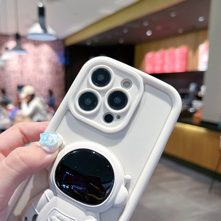 For iPhone 15 Pro Astronaut 3D Relief Holder TPU + PC Full Coverage Phone Case(White) - HoMEdemic™ 