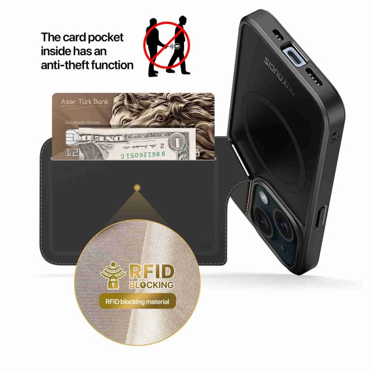 For iPhone 15 Plus DUX DUCIS Rafi II Series MagSafe Magnetic Holder RFID Phone Case(Black) - HoMEdemic™ 