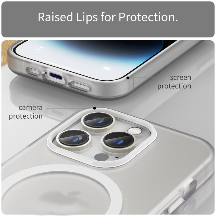 For iPhone 15 Pro MagSafe Frosted Translucent TPU + PC Full Coverage Phone Case(White) - HoMEdemic™ 