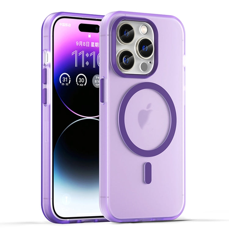 For iPhone 15 Pro MagSafe Frosted Translucent TPU + PC Full Coverage Phone Case(Dark Purple) - HoMEdemic™ 