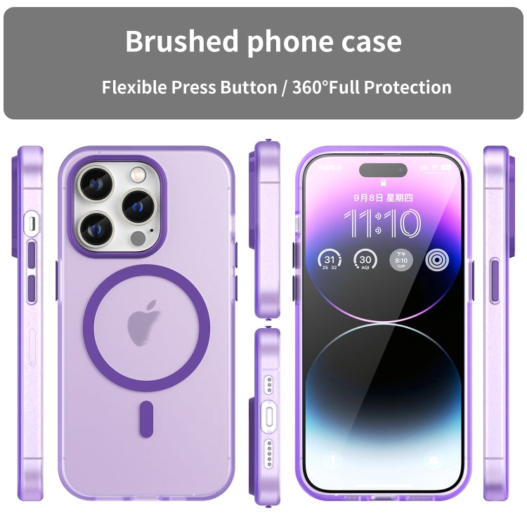 For iPhone 15 Pro MagSafe Frosted Translucent TPU + PC Full Coverage Phone Case(Dark Purple) - HoMEdemic™ 