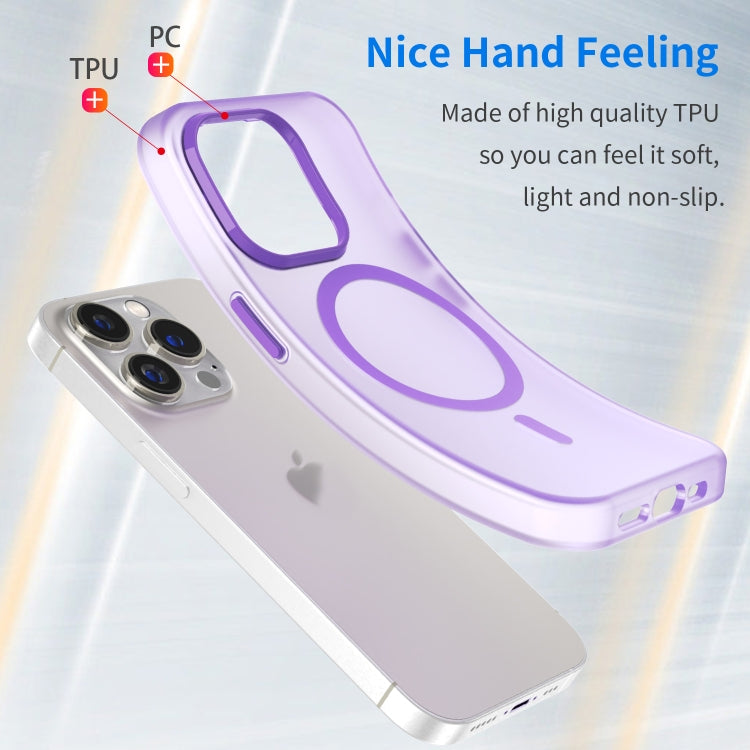 For iPhone 15 Pro MagSafe Frosted Translucent TPU + PC Full Coverage Phone Case(Dark Purple) - HoMEdemic™ 
