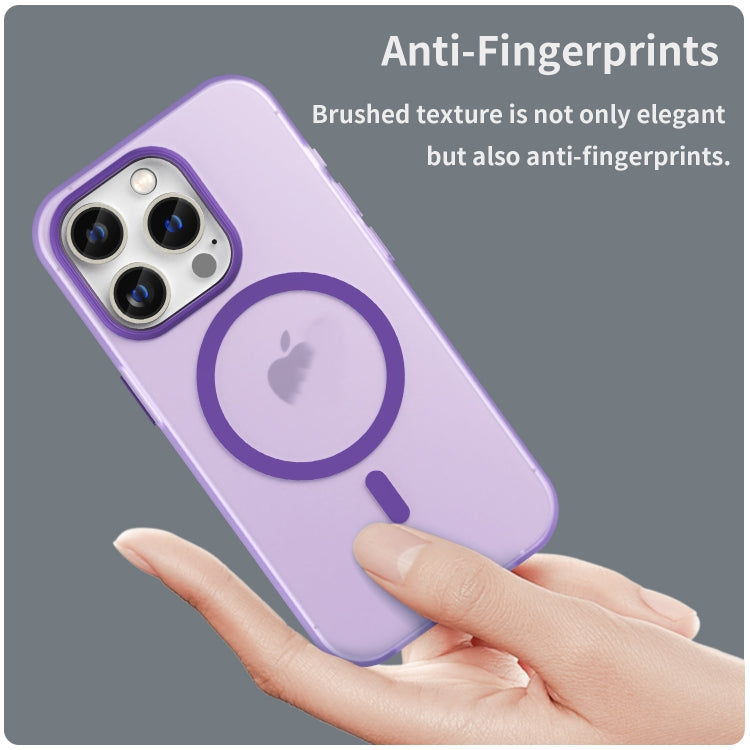For iPhone 15 Pro MagSafe Frosted Translucent TPU + PC Full Coverage Phone Case(Dark Purple) - HoMEdemic™ 