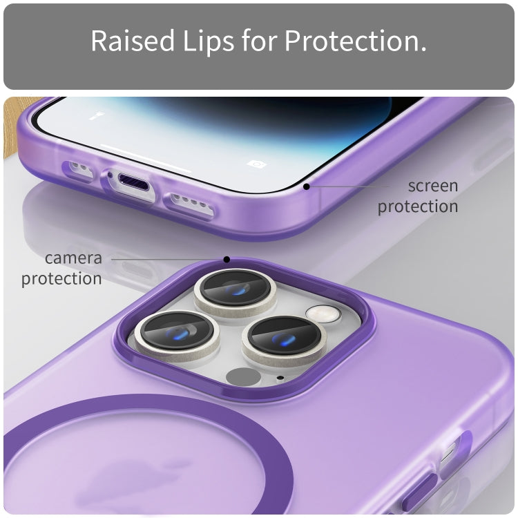 For iPhone 15 Pro MagSafe Frosted Translucent TPU + PC Full Coverage Phone Case(Dark Purple) - HoMEdemic™ 