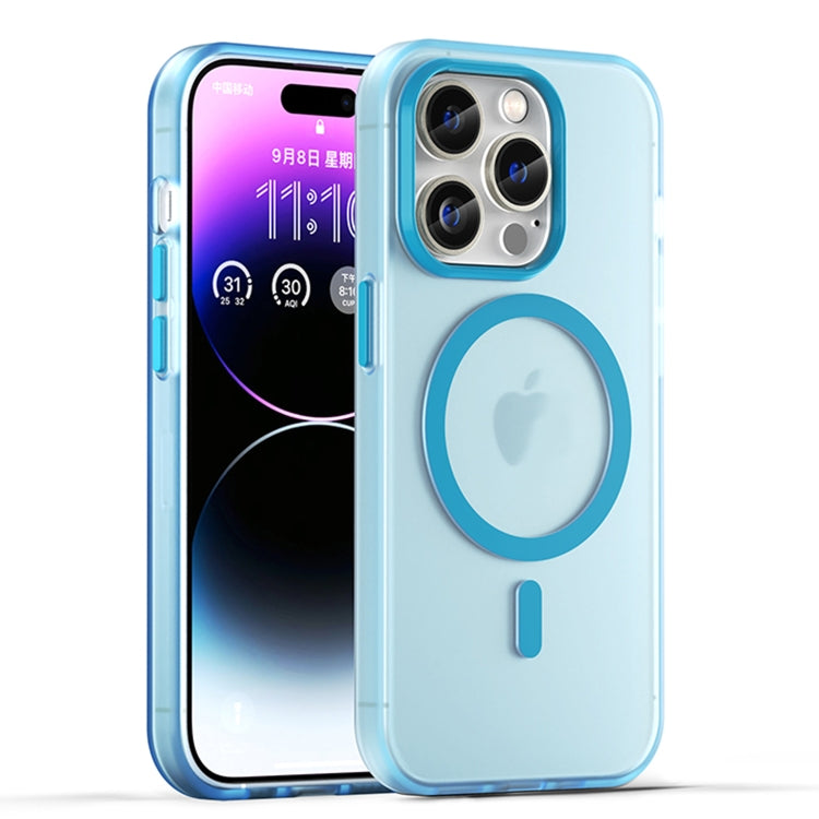 For iPhone 15 Pro MagSafe Frosted Translucent TPU + PC Full Coverage Phone Case(Blue) - HoMEdemic™ 