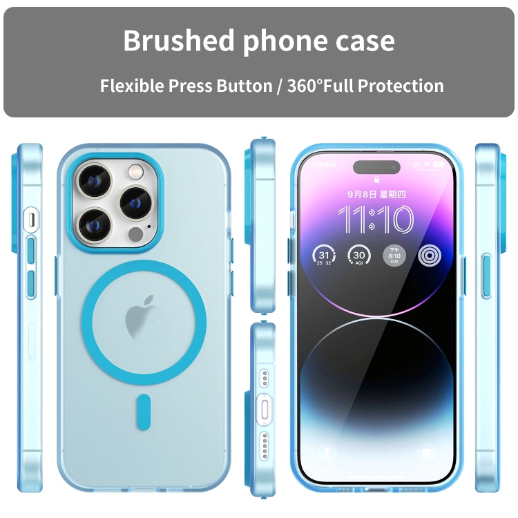 For iPhone 15 Pro MagSafe Frosted Translucent TPU + PC Full Coverage Phone Case(Blue) - HoMEdemic™ 