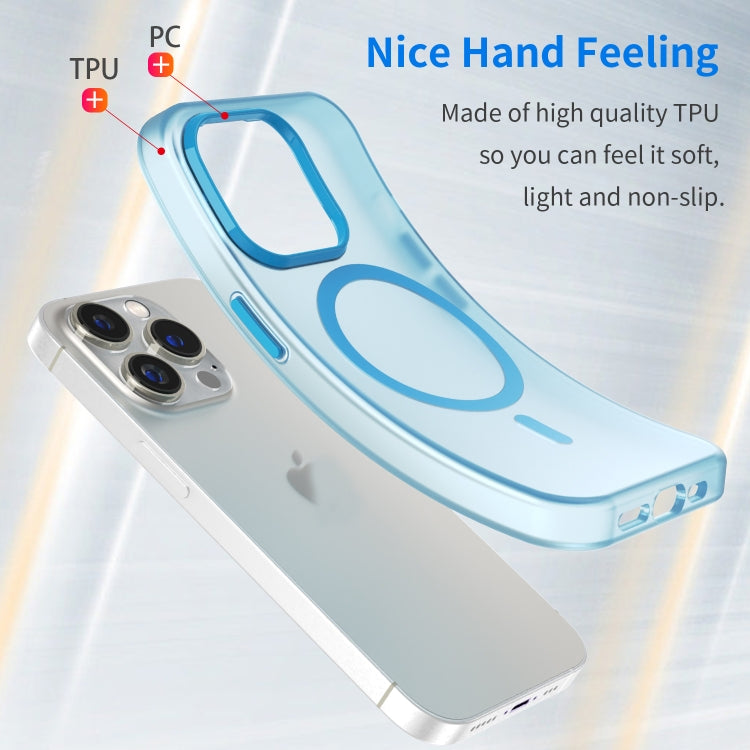 For iPhone 15 Pro MagSafe Frosted Translucent TPU + PC Full Coverage Phone Case(Blue) - HoMEdemic™ 