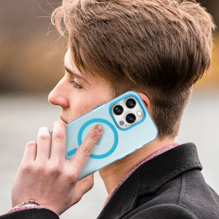 For iPhone 15 Pro MagSafe Frosted Translucent TPU + PC Full Coverage Phone Case(Blue) - HoMEdemic™ 