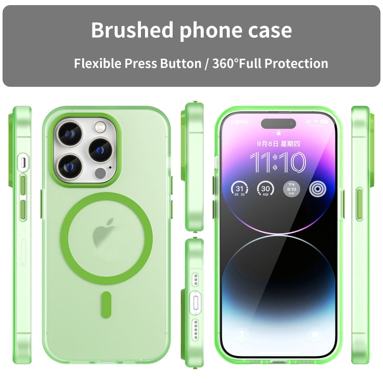 For iPhone 15 Pro MagSafe Frosted Translucent TPU + PC Full Coverage Phone Case(Green) - HoMEdemic™ 